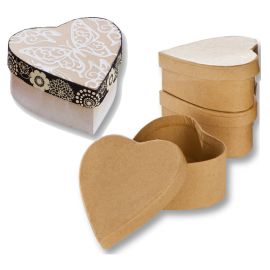 CAJAS NATURAL CORAZON PARA DECORAR 10 UNIDADES