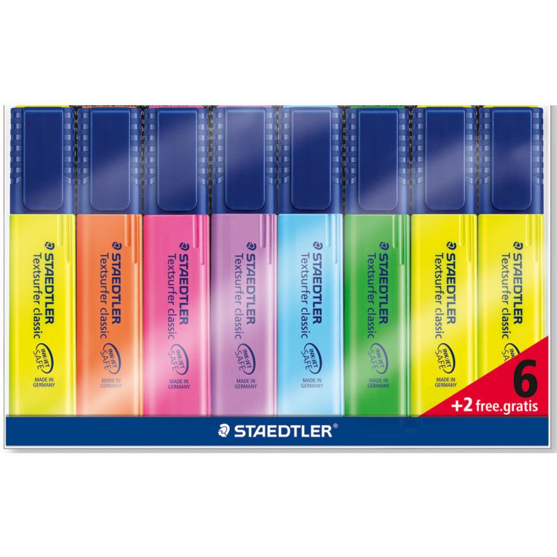 Staedtler texsurfer Classic Pack de 4 subrayadores, color amarillo neón :  : Oficina y papelería