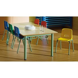 MESA COMEDOR INFANTIL 140X80X55 CREMA-PATAS NEGRA