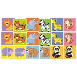 18 PUZZLES MITADES ANIMALES SELVA