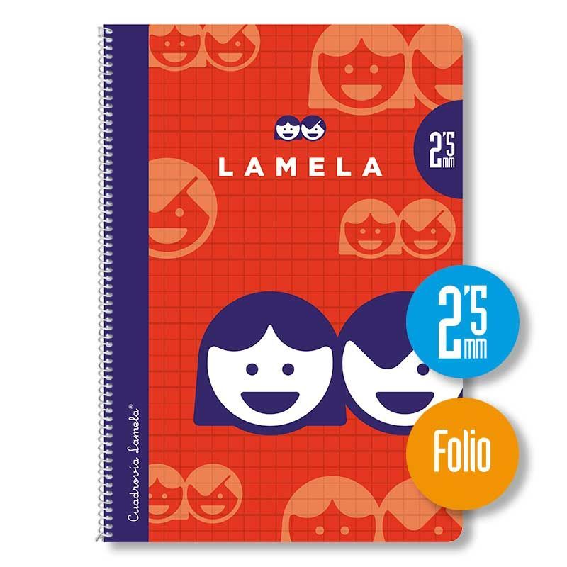 Cuaderno espiral FOLIO 80 hojas. Cubierta extra dura NARANJA. Cuadrovía 4mm.  - Comprar Lamela - Cuadernos Cuadrovia Lamela