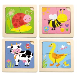 4 PUZLES ANIMALES 4 PIEZAS