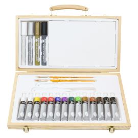 CAJA DE MADERA CON SET ACRICLICOS DALER ROWNEY 26 PIEZAS