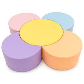 MESA FLOR CON 4 TABURETES PETALOS